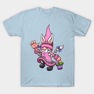 Female Hopping Easter Gnome With Basket T-Shirt